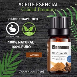 Aceites Esenciales de Canela Aromaterapia - Natural 100% de Aceite Esencial Natural Conjunto de Difusores y Humidificadores con Caja de Regalo Exquisita (UVa Natural, 10 ML) (Canela)