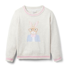 Janie and Jack Boys Bunny Icon Sweater (Toddler/Little Big Kids), Grey