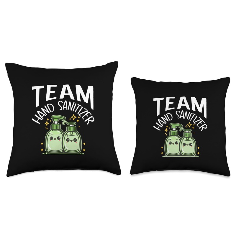 Cute Team Hand Sanitizer Funny Germaphobe Clean Squad Throw Pillow