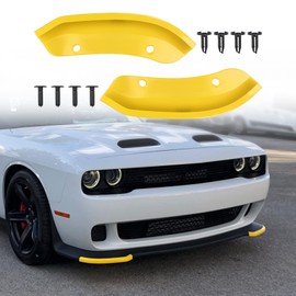JDMON Front Bumper Lip Splitter Protector Compatible with Dodge Challenger SRT Hellcat 2015-2021 2015 2016 2017 2018 2019 2020 2021, SRT Challenger Accessories, Not for Widebody, Yellow, 2pcs