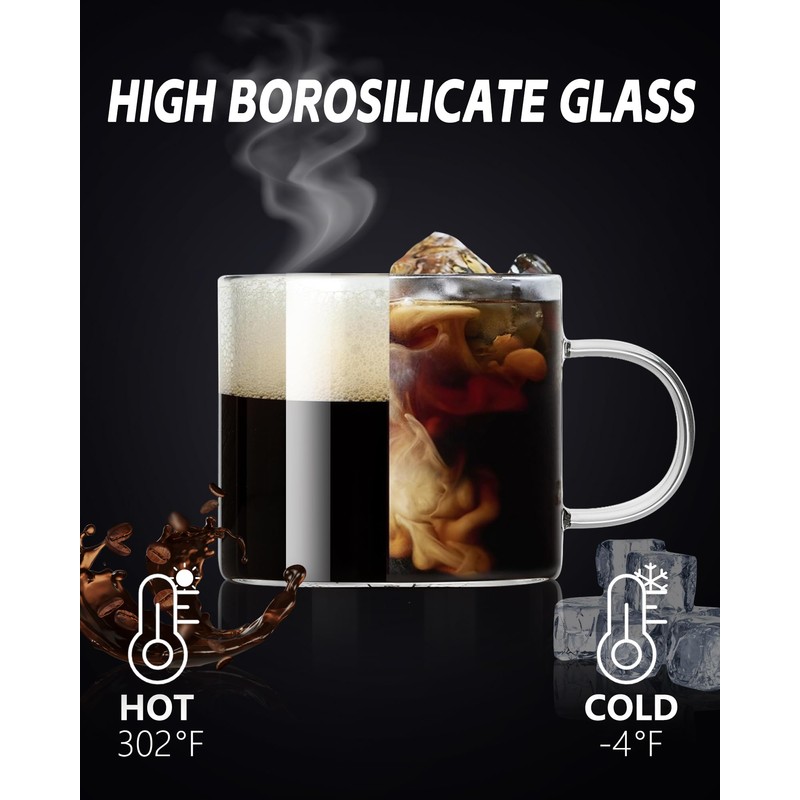 5 OZ Espresso Cups with Handle, Clear Espresso Shot Glass