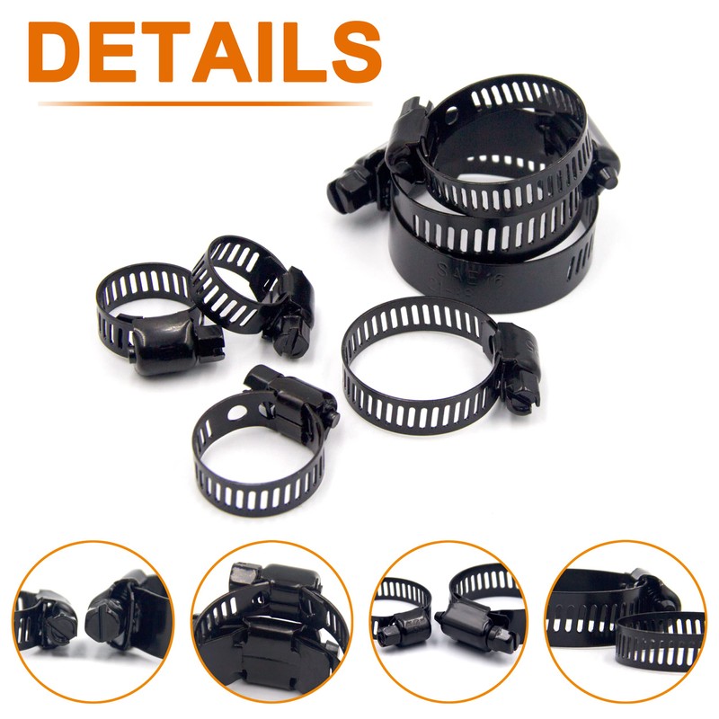 ISPINNER 20pcs Stainless Steel Adjustable 10-16mm Size Range Worm Gear