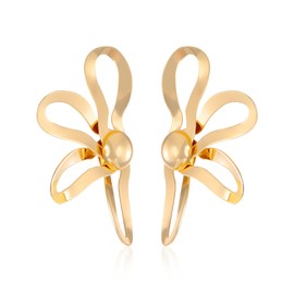 JDONL Large Hollow Flower Dangle Drop Stud Earrings for Women Simple Floral Statement Earrings Jewelry Gift for Party Wedding (Gold)