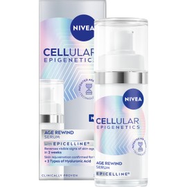 NIVEA CELLULAR Epigenetics Age Rewind Face Serum with Epicelline (30ml), Anti-Wrinkle Formula with Triple Hyaluronic Acid, Age Rewind Effect Hydrating Serum for Firmer Skin