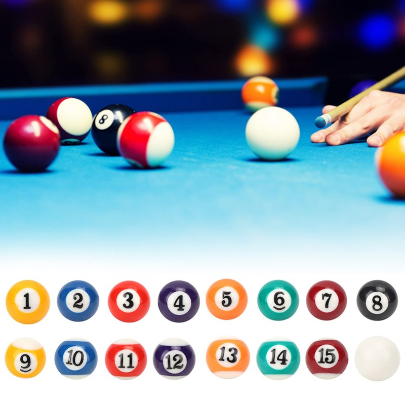 25MM Billiard Balls Set, 16PCS Resin Small PoolBalls with Numbered