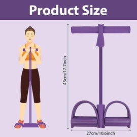 Flintronic Multifunction Resistance Training, 4 Tube Pedal Resistance Band, Sit-up Pull Rope Fitness, Tension Rope Sport Trainer, Tummy Trimmer, Home Gym Equipment for Women/Men, Purple