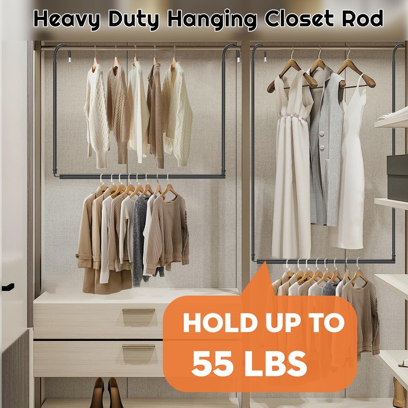 Hanging Closet Rod Adjustable Width Height Closet Rods For Hanging