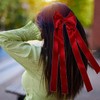 2Pcs Ribbon Hair Bows for Women,Tassel Ribbon Bowknot Hair Clips