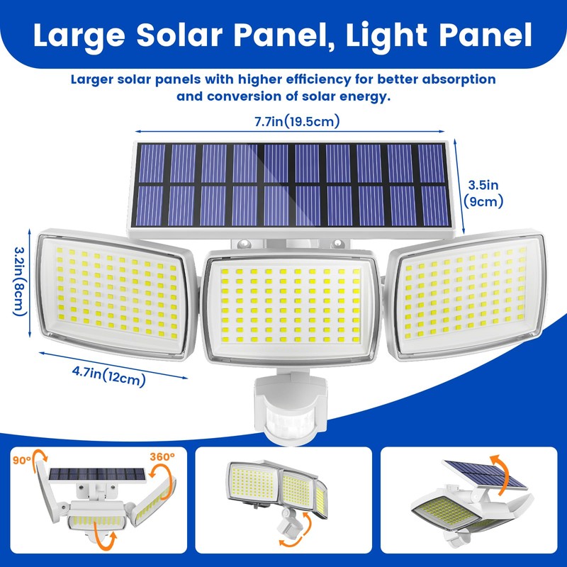 AIXPI Solar Lights Outdoor 240 LED 3000mAh Motion Sensor Flood
