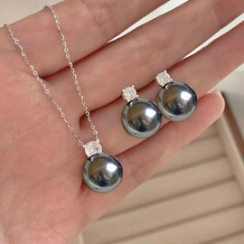 Pearl Jewelry Set for Women Dainty Silver Plated Pearl Necklace and Earring Set Pearl Pendent Choker Necklaces Bridal Wedding Accessories Jewelry for Women