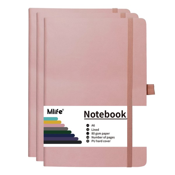 Mlife 3 Pack A6 Small Journal Notebook, 192 Pages, A6