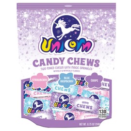 Adams & Brooks, Inc. Unicorn Candy Chews Individually Wrapped Unicorn Taffy Chews, Chewy Candy with Magic Sprinkles Assorted Flavors 8.75 Ounce