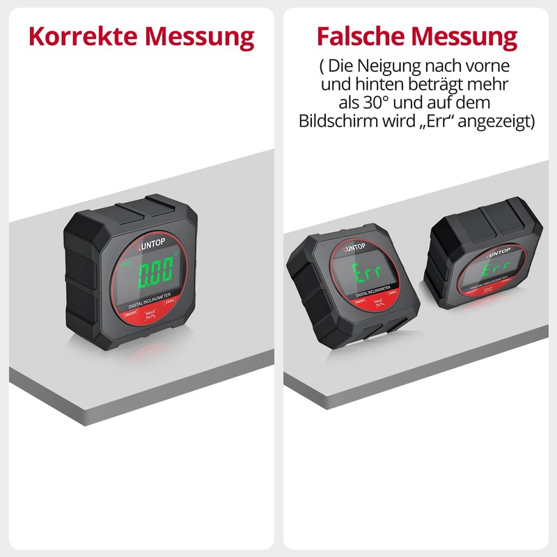 XUNTOP Inclinometer Digital Protractor Inclinometer Measuring Range 4 x 90°,