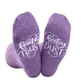 IVF Gift IVF Transfer Day Gift Faith Trust & Baby Dust Inspirational Infertility Socks for Women (Faith Trust & Baby Dust)