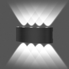 AINSEALA Lampara de pared exterior, LED lampara exterior pared moderna, Impermeable IP65, iluminación de pared exterior para porche, escaleras, pasillo, 8W Negro - blanco