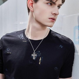 XIXLES Saint Maximilian Kolbe Necklace Sterling Silver Cross St Maximilian Kolbe Necklaces Saint Maximilian Kolbe Cross Pendant Necklace Protection Jewelry Religious Gifts for Men Women