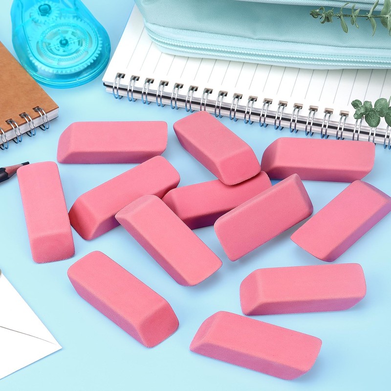 ZZTX 12 Pack Pink Erasers Pencil Erasers for Kids, Large