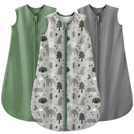 Yoofoss Pack of 3 Baby Summer Sleeping Bags, 100% Cotton, 0.5 Tog, Summer Sleeping Bag, Breathable Baby Sleeping Bag, 84 cm, for Boys, Girls, Newborns, 12-18 Months