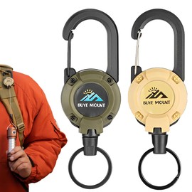 Heavy Duty Retractable Key Fob, 2pcs Retractable Key Chain, Lanyard Extendable with 60cm Steel Cord for ID Badge Holder, Key Cards, Card Holder