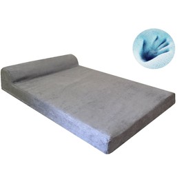 Dogbed4less Premium HeadRest Orthopedic Cool Memory Foam Dog Bed for Extra Large Dogs, Waterproof Lining and Grey Suede Cover, Jumbo 55X47 Inch