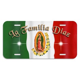 Mexico Flag Our Lady of Guadalupe Auto License Plate Personalize Mexican Latino