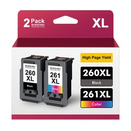 PG-260XL/CL-261XL Value Pack for Canon 260 and 261 Ink Cartridges for Canon PG-260 Black Ink Cartridge CL-261 261XL Color Work for TS5320 TS6420 TS6420a TR7020 TR7020a TR7022 TR7022a Printer (2-Pack)