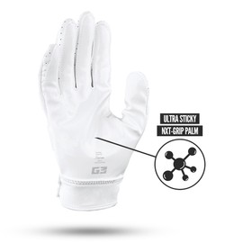 Nxtrnd G3 Pro Padded Football Gloves, Sticky Padded Receiver & Lineman Gloves (White, X-Large)