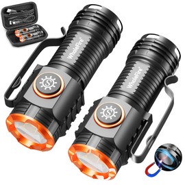 WholeFire Pack of 2 Small 1000 Lumens 3 Modes Torch with Magnet & Clip