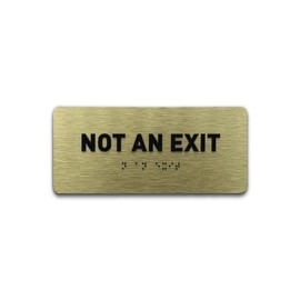 Not An Exit Identification Sign - ADA Compliant Sign, Raised Icons, Raised Braille, Brushed Gold, TCO Inspection Certified (7"W x 3"H) - by GDS - Made in USA