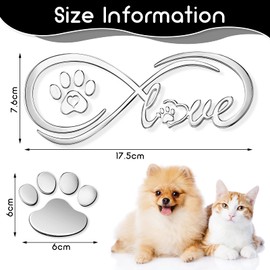 10 Pcs 3D Paw Print Car Decals Window Decal Heart Paw Car Sticker Dog Footprint Self Adhesive Car Decoration Bumper Window Laptops Luggage Car Interior Accessories Decor