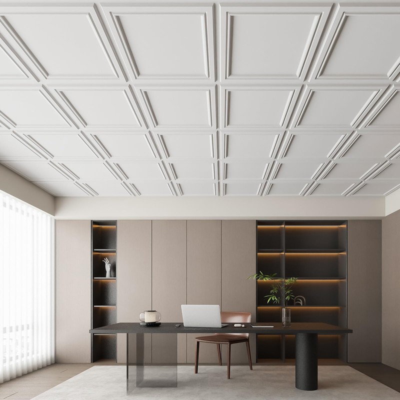 Art3d 12 Pack PVC Ceiling Tiles 24x24 Inches Waterproof Drop