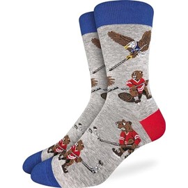 Good Luck Sock Men's Hockey Beaver vs Eagle Socks, Big & Tall, Shoe Size 13-17