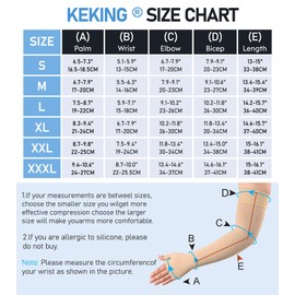 KEKING Lymphedema Medical Compression Arm Sleeve with Gauntlet, 15-20 mmHg Graduated Compression Full Arm Support for Women Men (Single), Long Pressure Arm Hand Brace for Arthritis, Bursitis, Edema