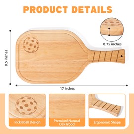 Pickleball Gifts for Women Men - Pickleball Charcuterie Boards with Handle & Box, Large Cheeseboard Wood Kitchen Decorations, 17 Inch