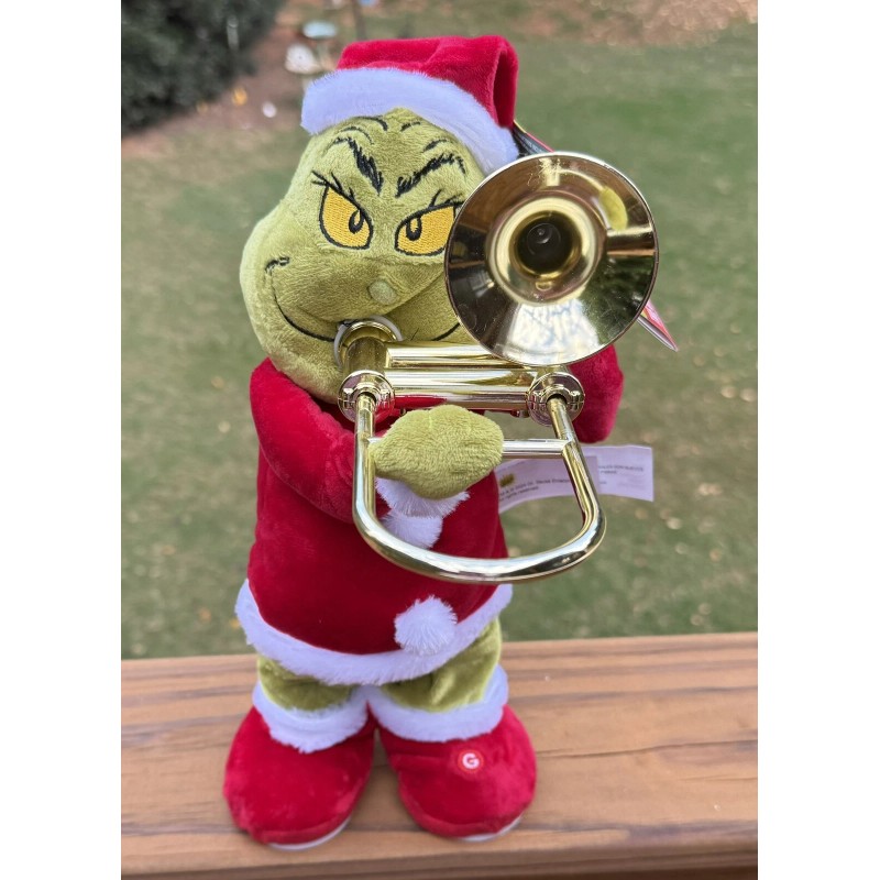 Gemmy Animated Dr. Seuss Plush Grinch Playing a Trombone You're