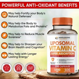 Vitamina C Liposomal Alta Absorcion 1500 Mg 200 Caps Sabor Sin Sabor                                                                                  