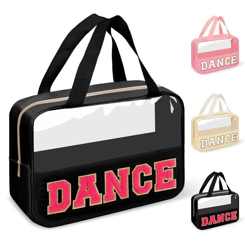 izuzta - Bolsas de maquillaje transparentes con letras de chenilla,