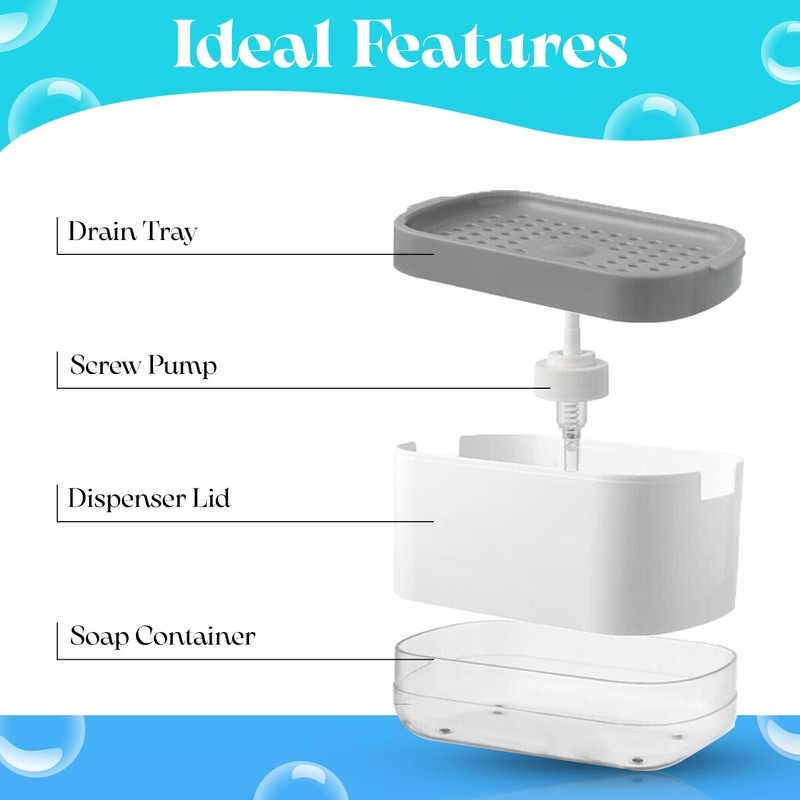 Dish Soap Dispenser for Kitchen, 2 in 1 Premium Sponge