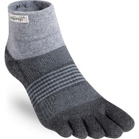 Injinji Women's Trail Midweight Mini Crew Socks, Granite, M-L, granite