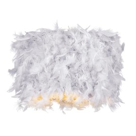 Modern Designer 100% Real Grey Feather Drum Lamp Shade with Inner Cotton Lining | 30cm Total Diameter | for Ceiling Pendant, Table or Floor Lamp by Happy Homewares