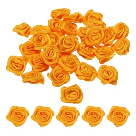 PATIKIL 0.6" Mini Satin Ribbon Roses, 30 Pcs Tiny Fabric Flowers Embellishments Rosettes Applique for DIY Crafts and Wedding, Yellow