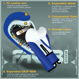 Farabi Sports Kids Boxing Gloves 6, 8-oz Junior Muay Thai Gloves Youth Kickboxing Sparring Punching Bag Training Gloves (Blue/White, 4-oz)
