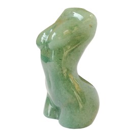Bacatgem Green Aventurine Healing Crystal Female Model Figurine Sculpture, 2 Inches Carving Pocket Palm Stone Office Decor Decoration
