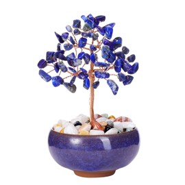 JSDDE Chakra Feng Shui Baum, Heilsteine Edelsteine Baum, Geldbaum, Lebensbaum Deko, Kristallbaum, Glücksbringer Spirituelle Feng Shui Deko (Lapislazuli)