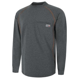 TICOMELA FR T-Shirt for Men | Welding & Electrical Work, Hidden Pocket, Contrast Stitching, NFPA 2112 Compliant,100% Cotton Heather Dark Gray