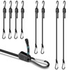Adjustable Bungee Cords with Hooks 12/24/48 in, 1/3" Elastic Bungee