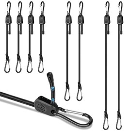 Adjustable Bungee Cords with Hooks 12/24/48 in, 1/3" Elastic Bungee Straps