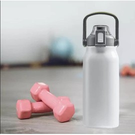 ProBytes Thermal Water Bottle - Stainless Steel Infuser Bottle – 32oz Sports Bottle with Portable Handle – 900 ml Bottle with Straw Lid - for Hot & Cold Drink – Office, Gym, Cycling, Camping (White)