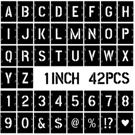 Craft Stencil Kit: 1 Inch Symbols, 42 Pcs Alphabet Stencil, Interlocking Reusable Plastic Stencil