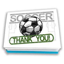 Play Strong All Star Soccer Thank You Note Cards 12-Pack (4.25"x5.5") Illustrated Sports Note Card Set 12-Pack Awesome for Soccer Players, Coaches, Fans and Fanatics - They'll Love 'Em!